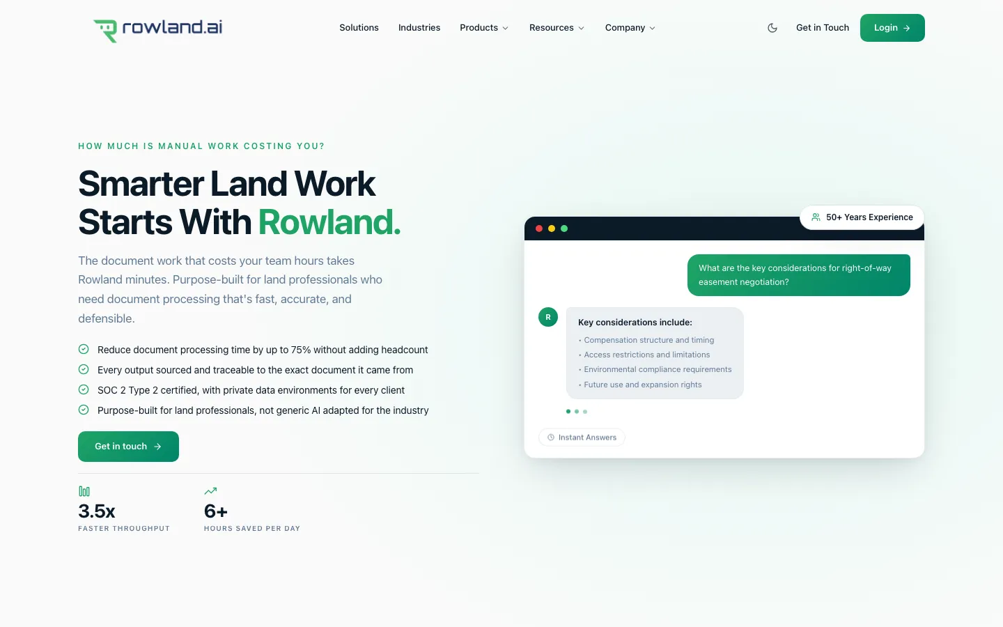 Rowland.ai website landing page with header text: "Workflows API for Automated Operations"